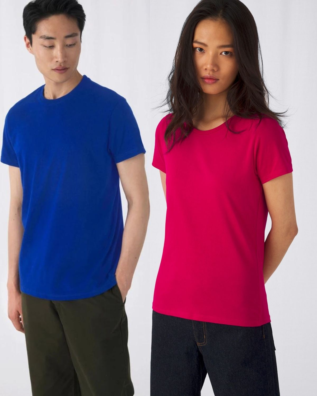 To personer iført blå og rød t-shirt klar til studietur